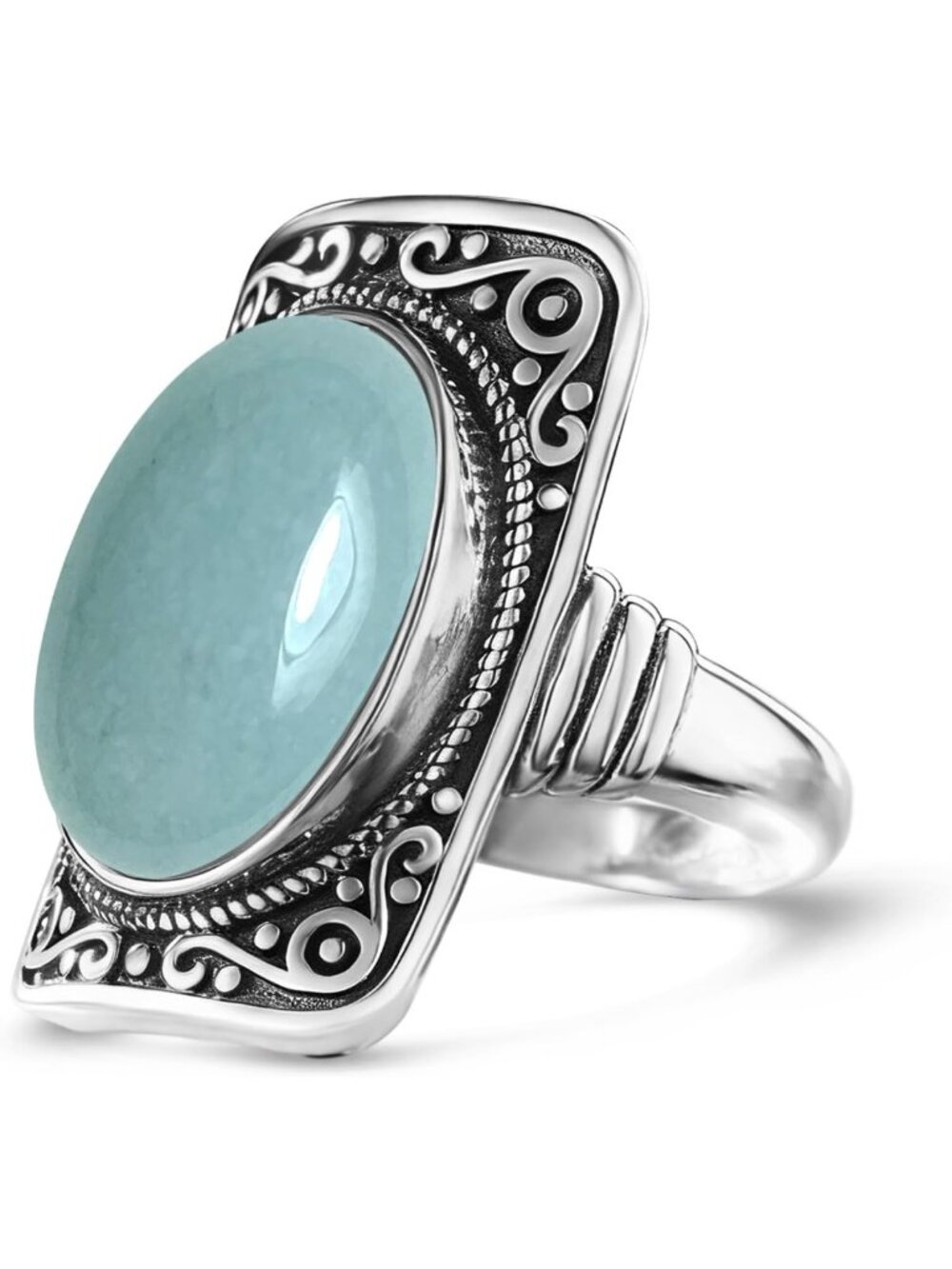 Chunky Vintage Natural Stone Ring - Retro Crystal Quartz Boho Statement Jewelry